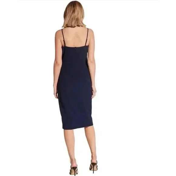 Bardot Carmelle Navy Blue Ruffled Square Neck Cocktail Dress - Picture 5 of 11